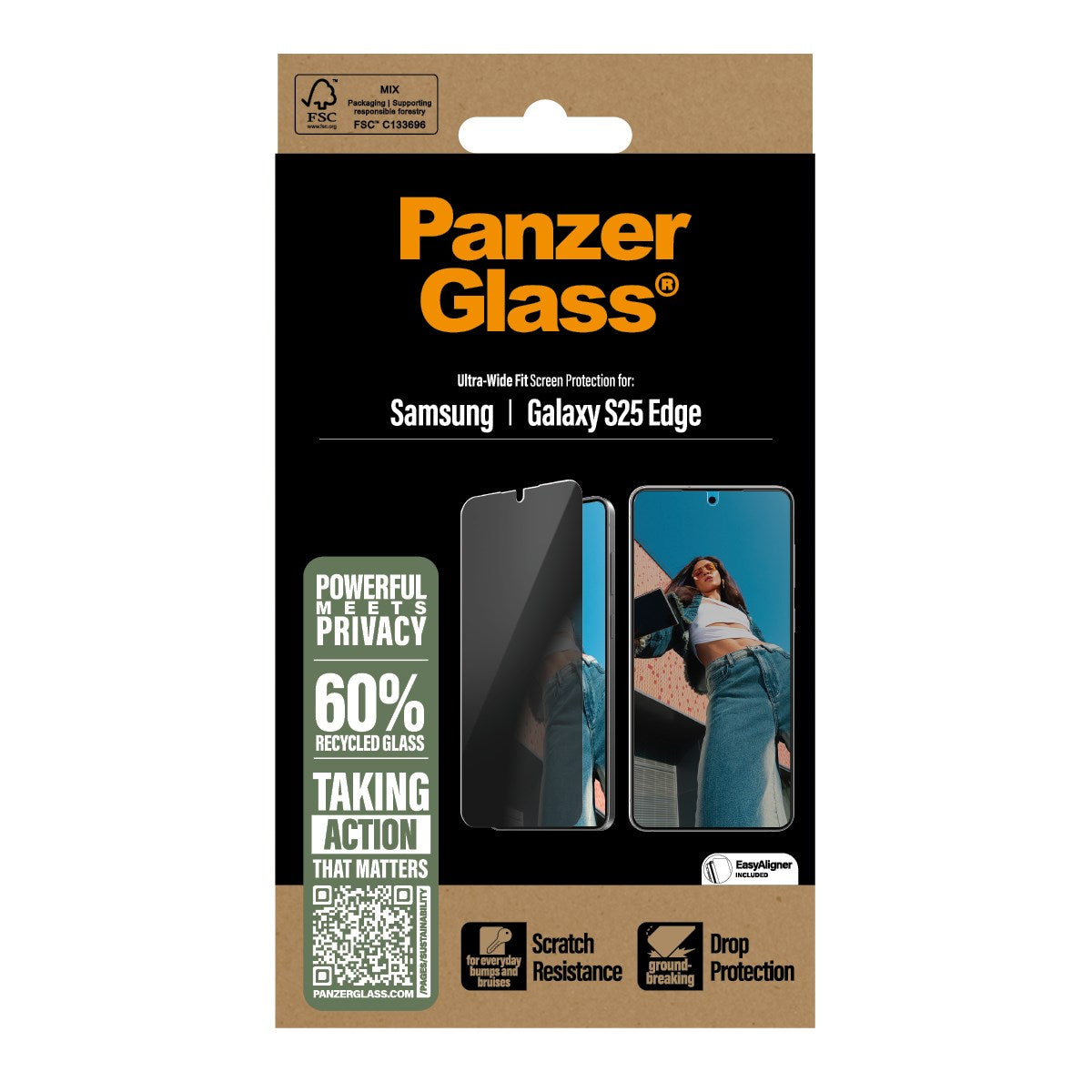 PanzerGlass® Privacy Screen Protector Samsung S25 Edge | Ultra-Wide Fit